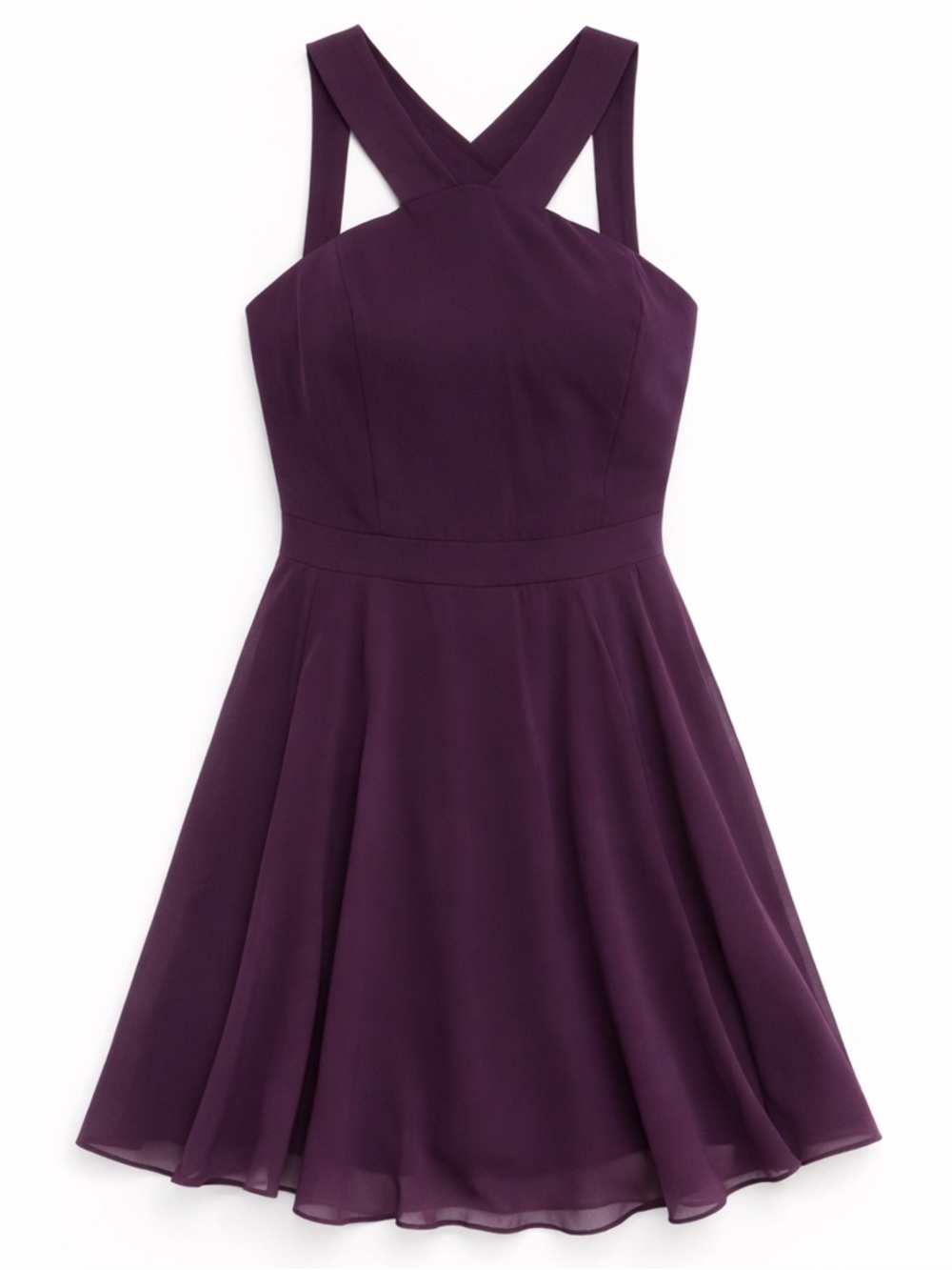 Lulus Forevermore Purple Skater Dress Cross Strap Back Flowy Mini L NWT